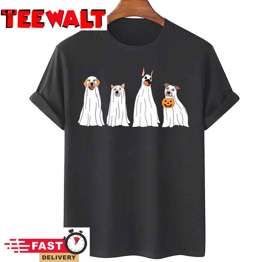 Dog Treat Or Treating Pajamas Jackolantern Ghost Halloween T-Shirt