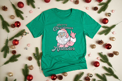 Funny Santa Merry Christmas Assholes Shirt