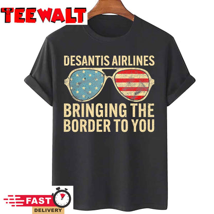 Desantis airlines bringing the border to you Retro USA Flag T-Shirt