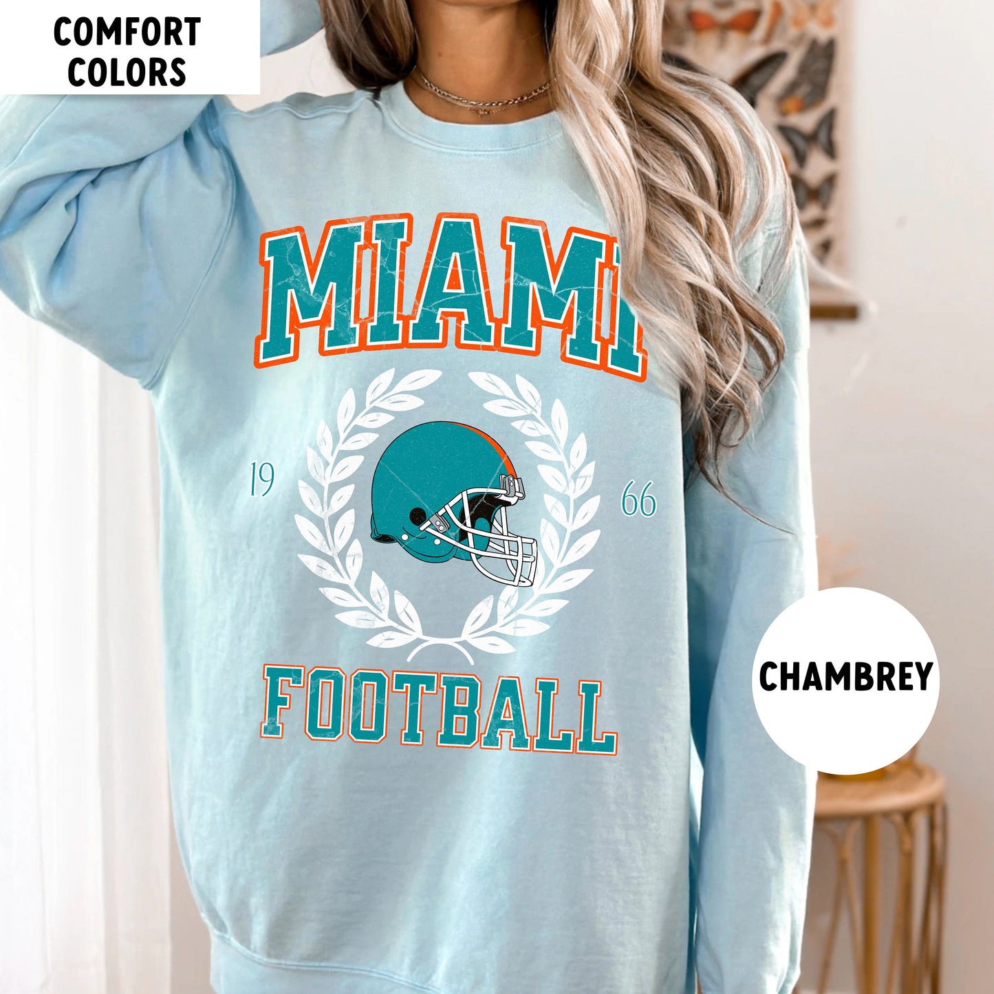 Miami Football Sweatshirt, Vintage Crewneck, Retro Miami Shirt Gift