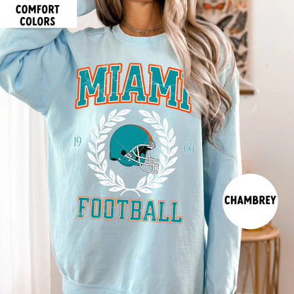 Miami Football Sweatshirt, Vintage Crewneck, Retro Miami Shirt Gift