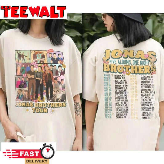 Vintage Jonas 2024 Tour T-Shirt, JB Five Albums One Night Tour T Shirt