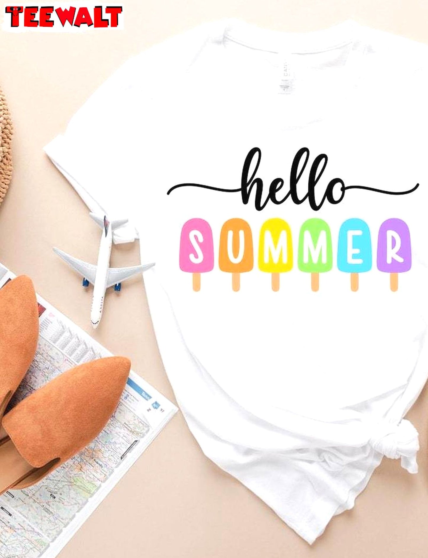 Funny Hello Summer Shirt, Trendy Colorful Holiday Unisex Hoodie