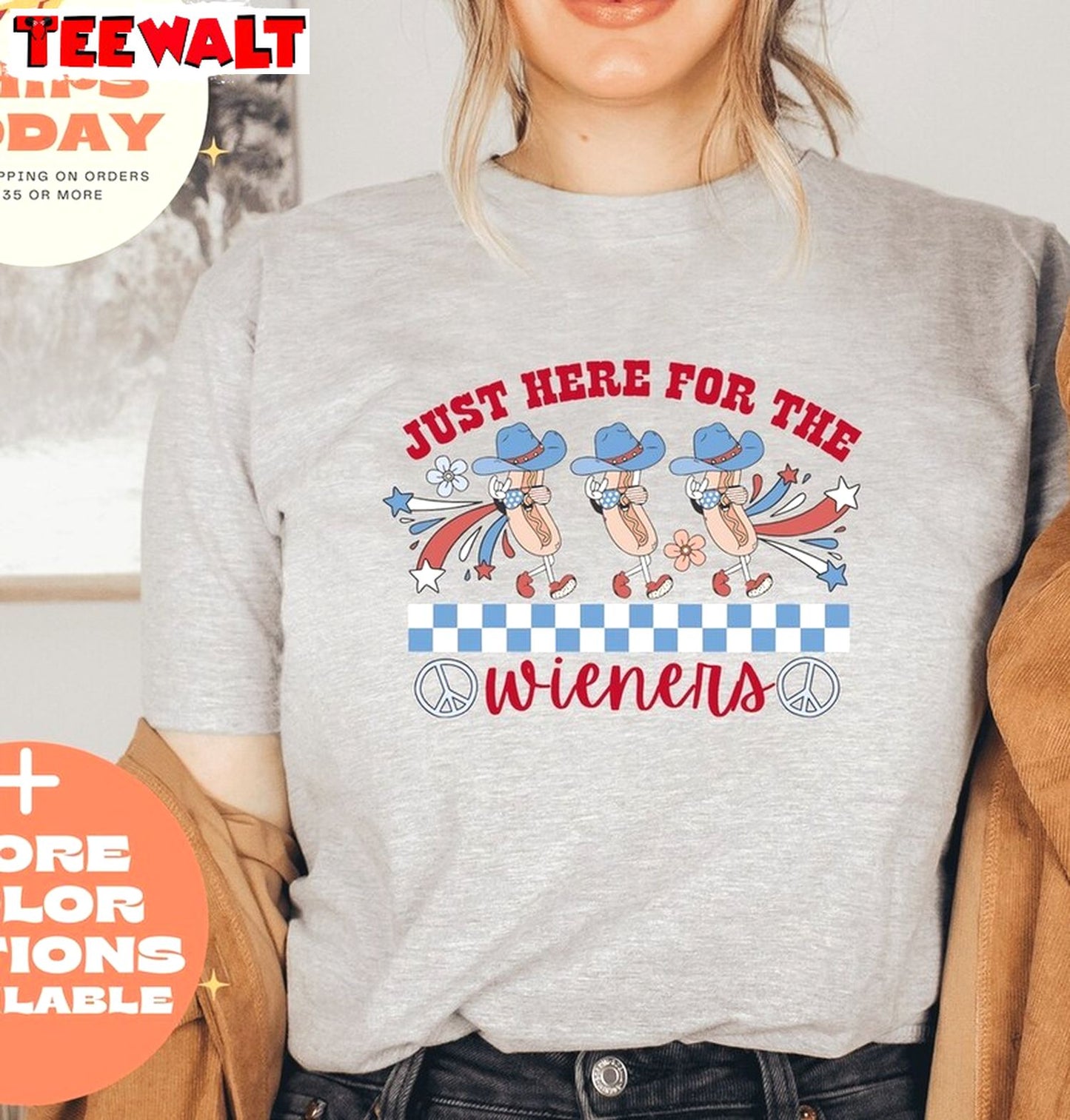 Awesome 4th Of July Unisex Hoodie, Trendy Just Here For The Wieners Shirt Sweater