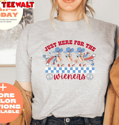 Awesome 4th Of July Unisex Hoodie, Trendy Just Here For The Wieners Shirt Sweater