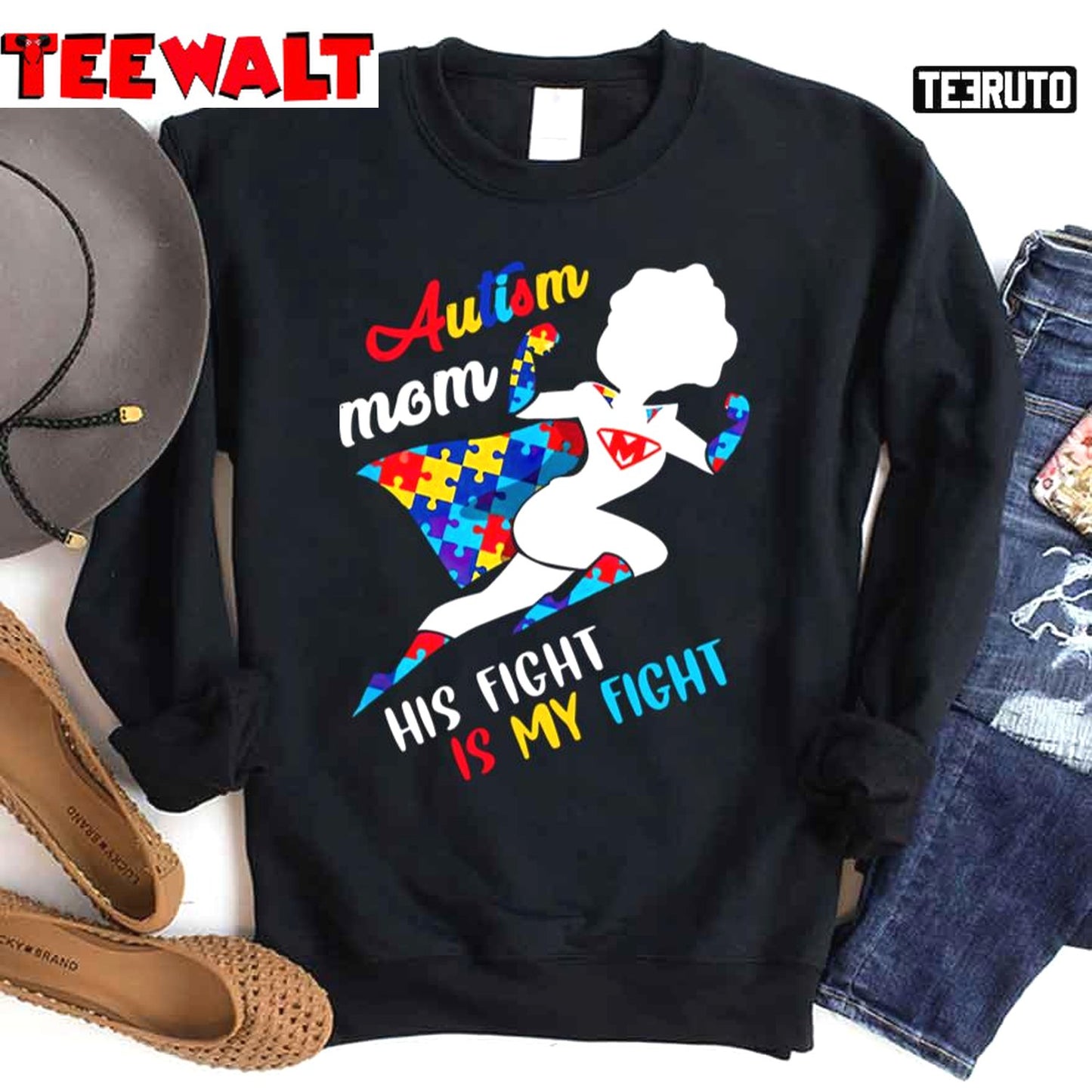 His Fight Is My Fight Autism Mom Unisex Sweatshirt