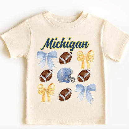 Michigan Baby Coquette Bow Shirt - Youth & Toddler Game Day Football Top