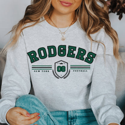 Aaron Rodgers Vintage Style Jets Crewneck Sweatshirt York Football Jersey Shirt