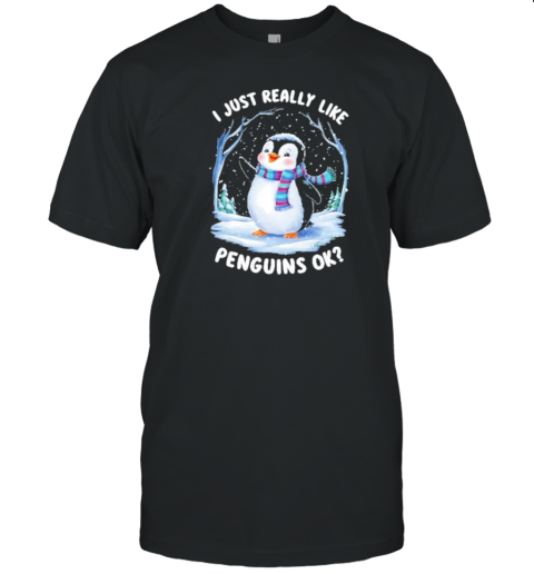 I Just Really Like Penguins Cute Winter Design T-Shirt