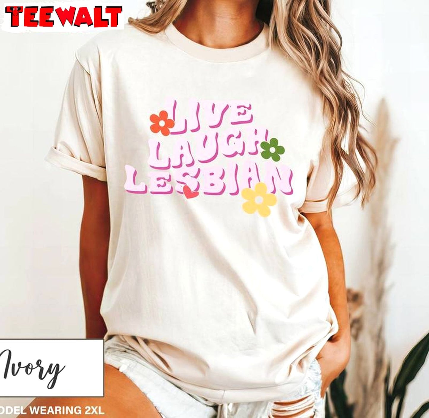 Cool Design Live Laugh Lesbian Shirt, Human Rights Unisex Hoodie Short Sleeve