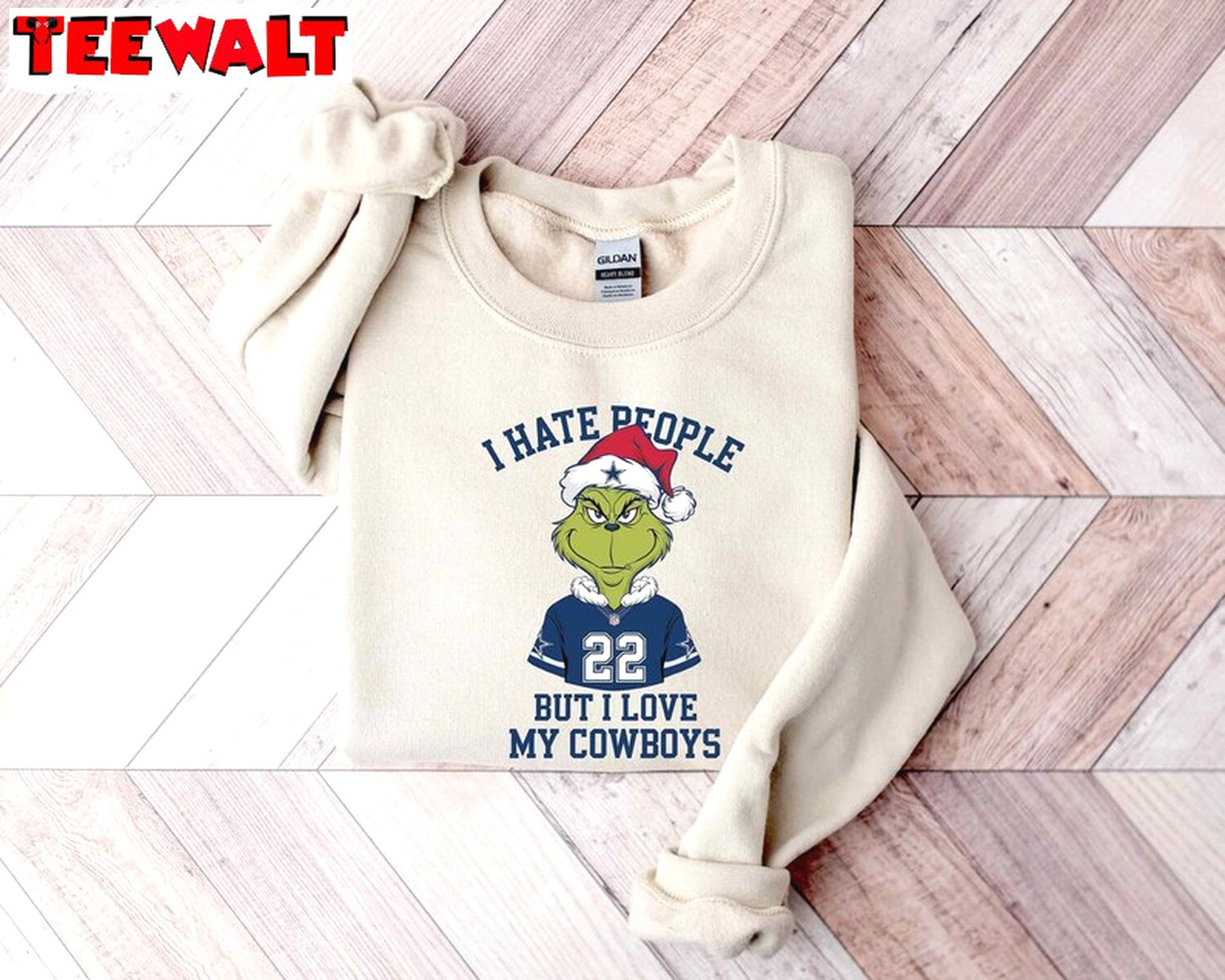 I Hate People But Love My Cowboys Shirt, Grinch Football Tshirt, For Family