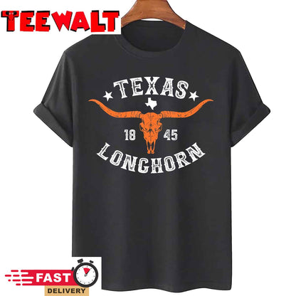 Texas 1845 Vintage Longhorn Cowboy and Rodeo Fan T-Shirt