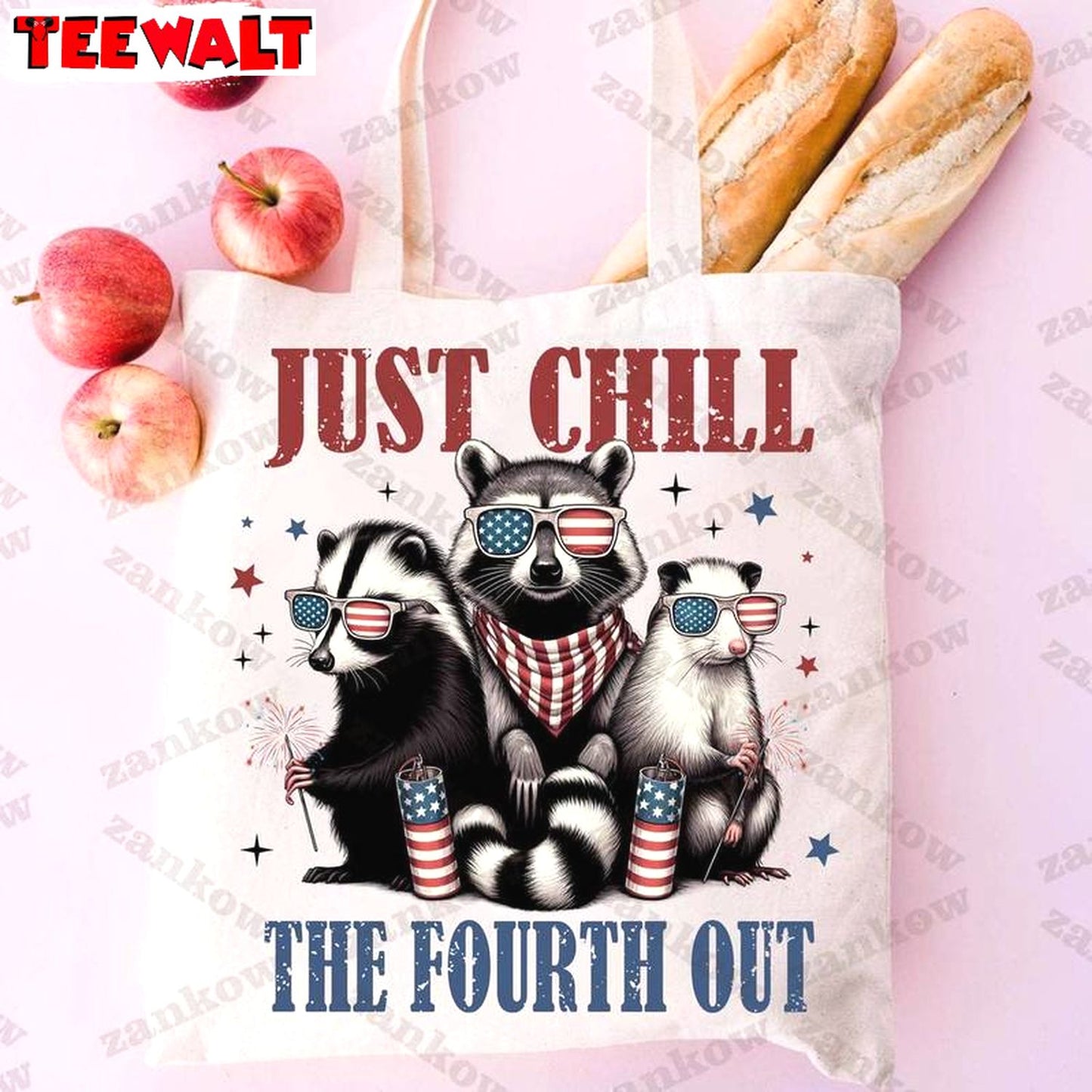 Cool Design Just Chill The Fourth Out Raccoon Shirt, Comfort America Short Sleeve Crewneck