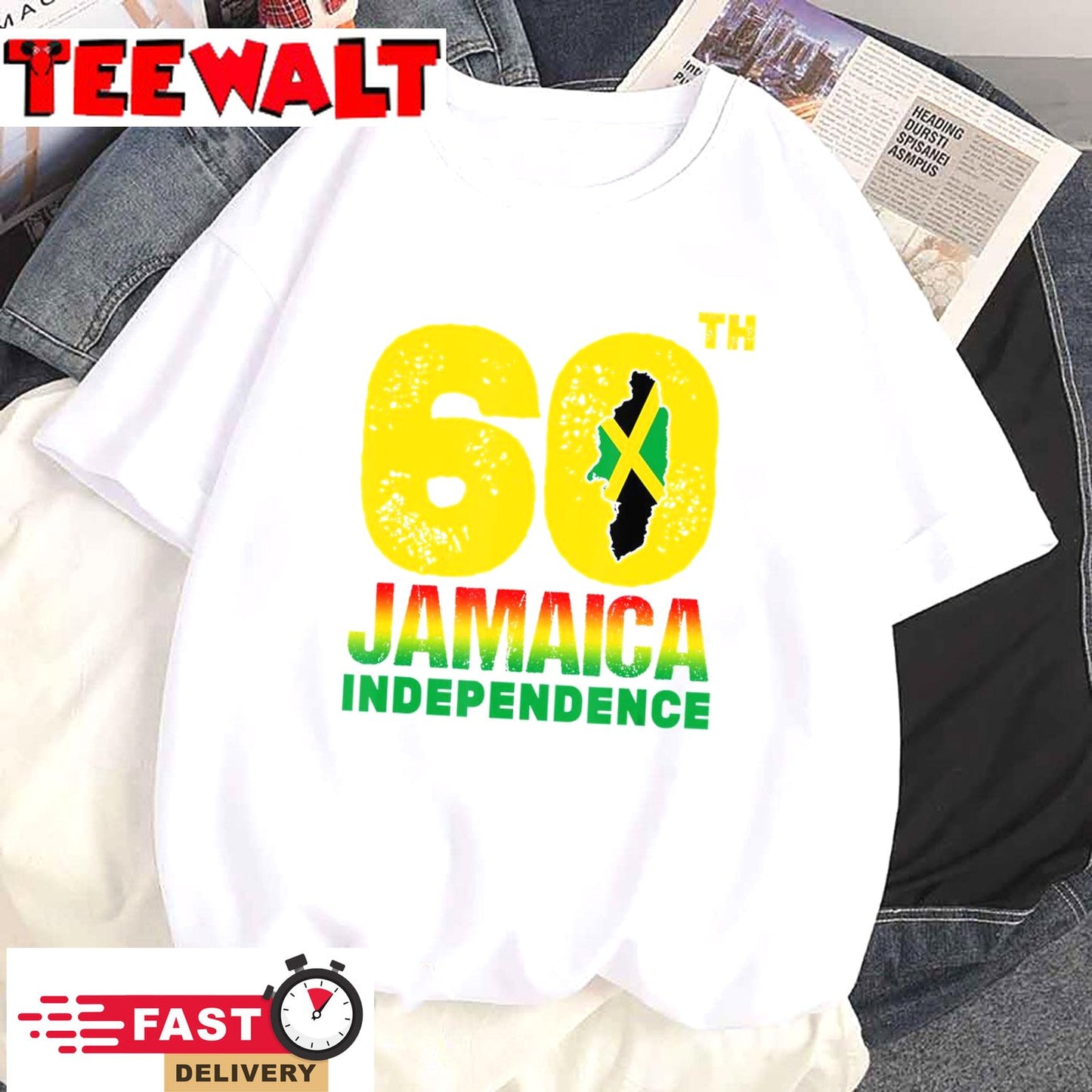 Vintage Jamaica 60th Independence Day 2022 Jamaican Map Flag T-Shirt