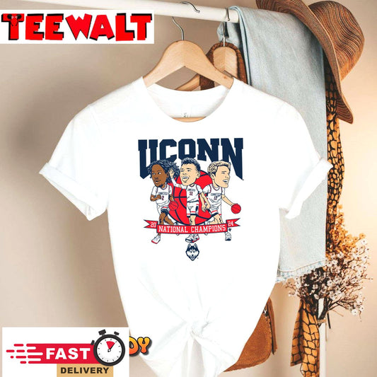 UConn Men's Basketball 2024 National Champions Caricatures T-Shirt