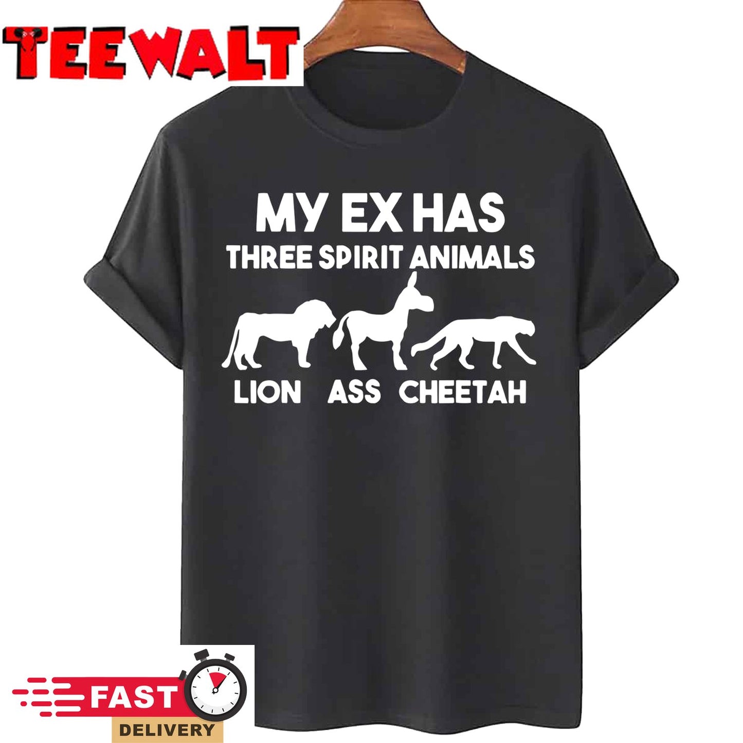 My Ex Has 3 Spirit Animals Lion Ass Cheetah Divorce Funny T-Shirt