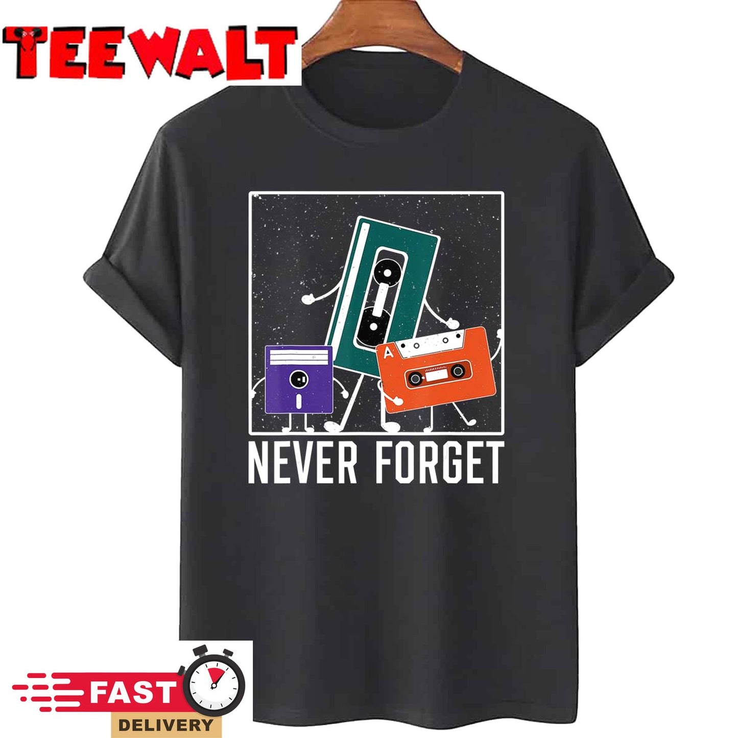 Never Forget Funny Vintage Cassette Floppy Disk VHS Tape T-Shirt