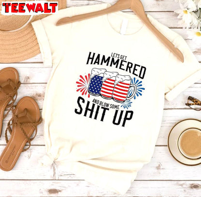 Drunk And Patriotic Unisex Hoodie, Lets Get Hammered And Blow Some Shit Up