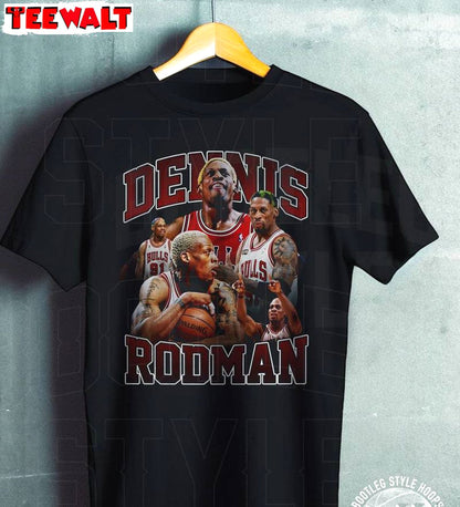 Cool Design Dennis Rodman Shirt, Vintage Basketball T Shirt Short Sleeve