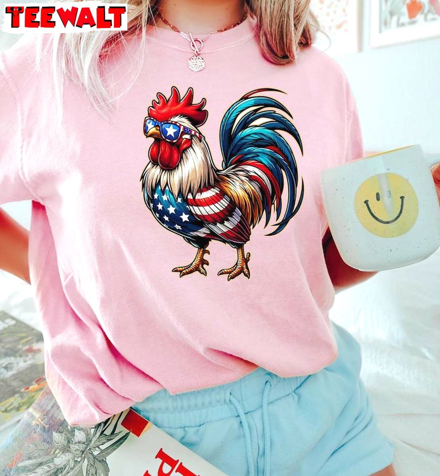 Must Have Fourth Of July T Shirt, Trendy Chicken 4th Of July Shirt Crewneck