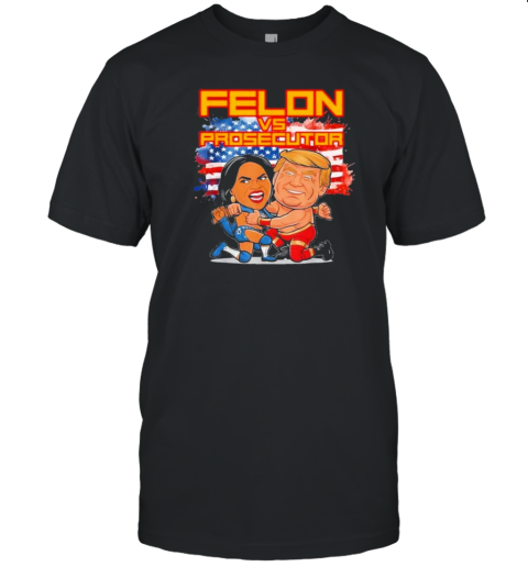 Felon Vs Prosecutor Funny Kamala Harris Vs Trump Comic Battle For Usa President T-Shirt