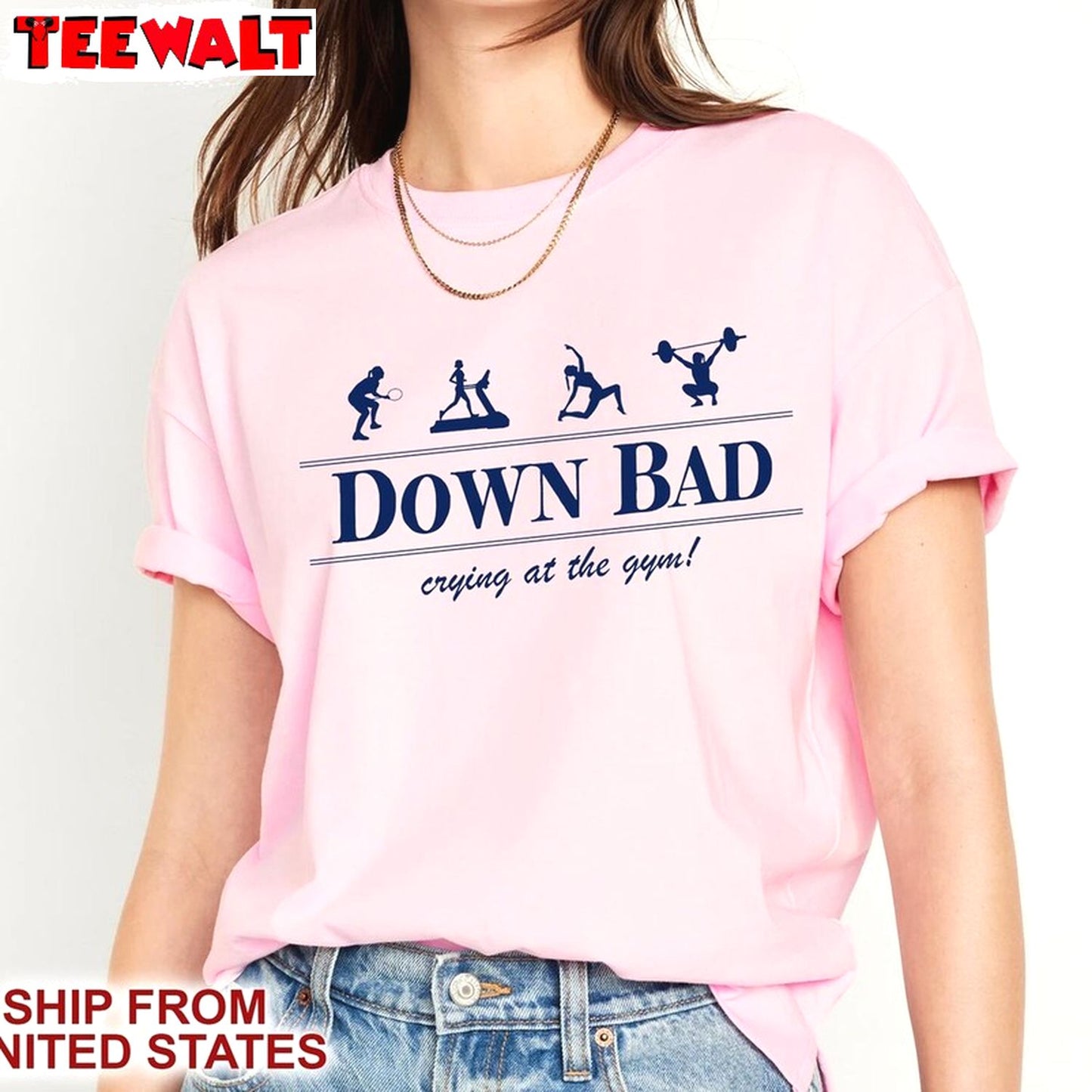 Down Bad Crying At The Gym Shirt, Gym Funny Crewneck Sweatshirt Sweater