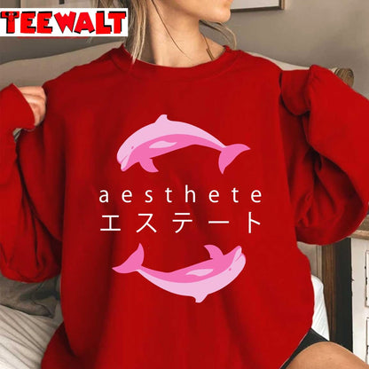 Vaporwave Aesthetic Pink Dolphins Unisex Sweatshirt