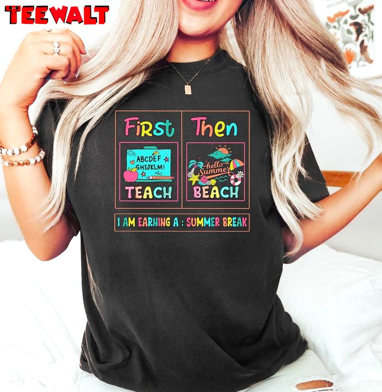 Funny Teacher Sweatshirt , Awesome First Teach The Beach Shirt Unisex Hoodie