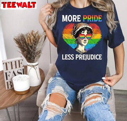 Pride Month Groovy Unisex Hoodie, More Pride Less Prejudice Shirt Long Sleeve