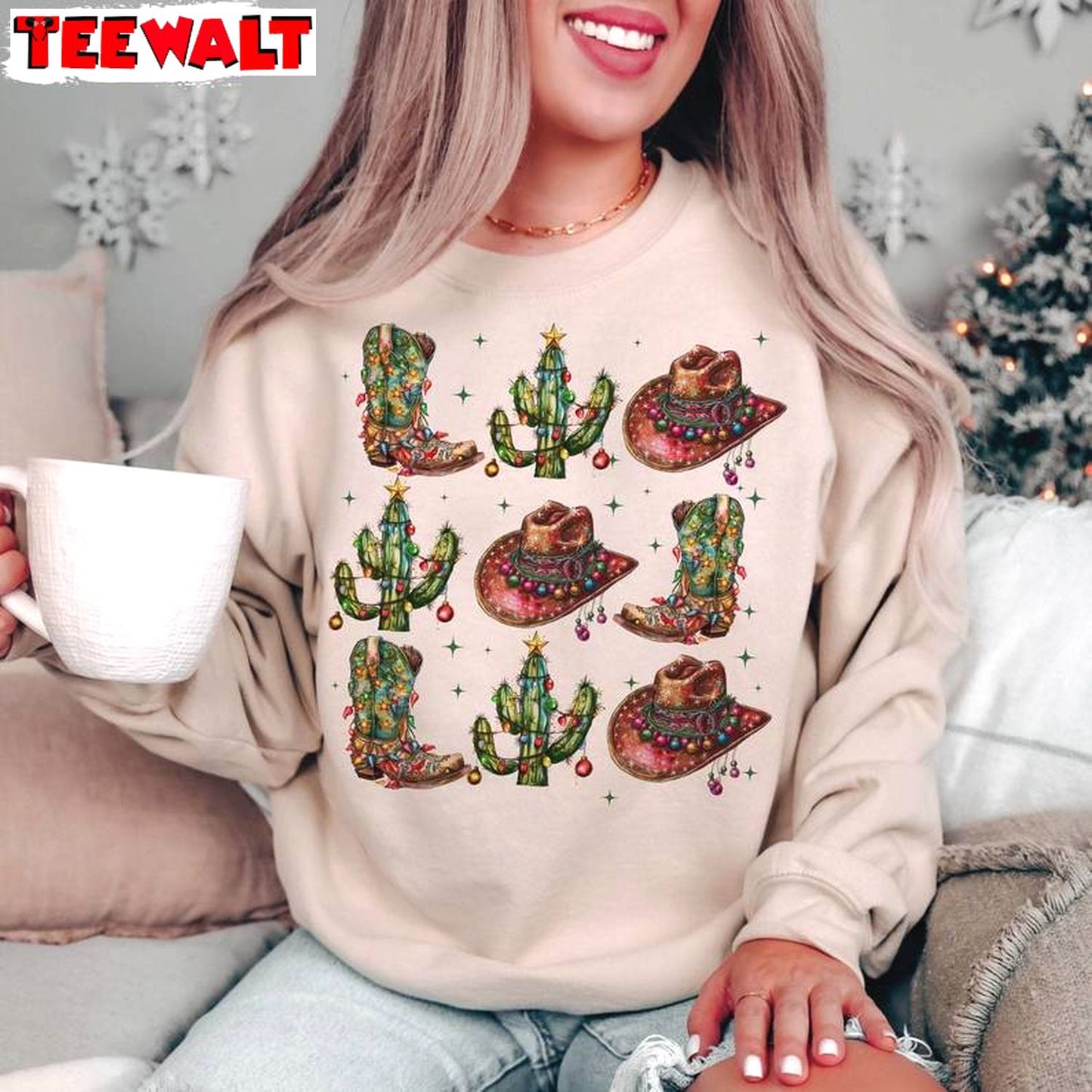 Retro Howdy Chrsitmas Sweatshirt 01