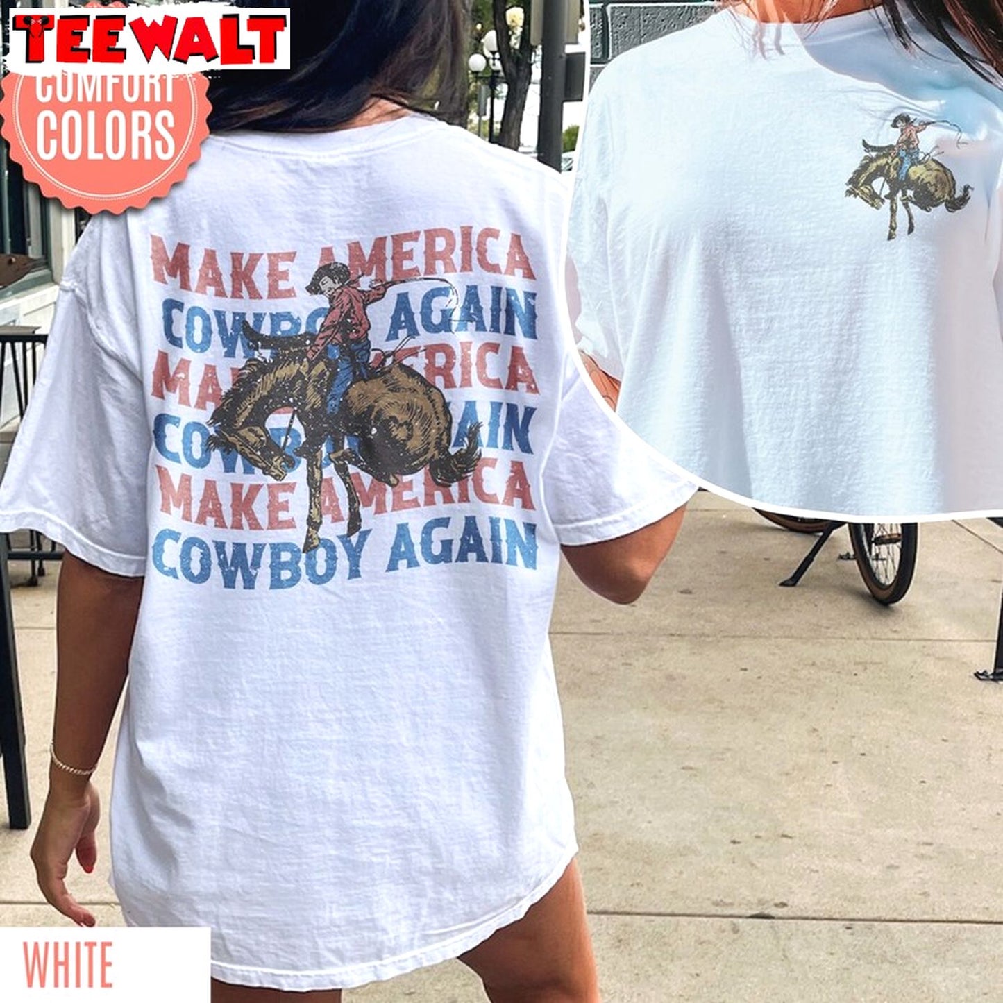 Comfort Colors Make America Cowboy Again Shirt, Western 4th Of July Sweater