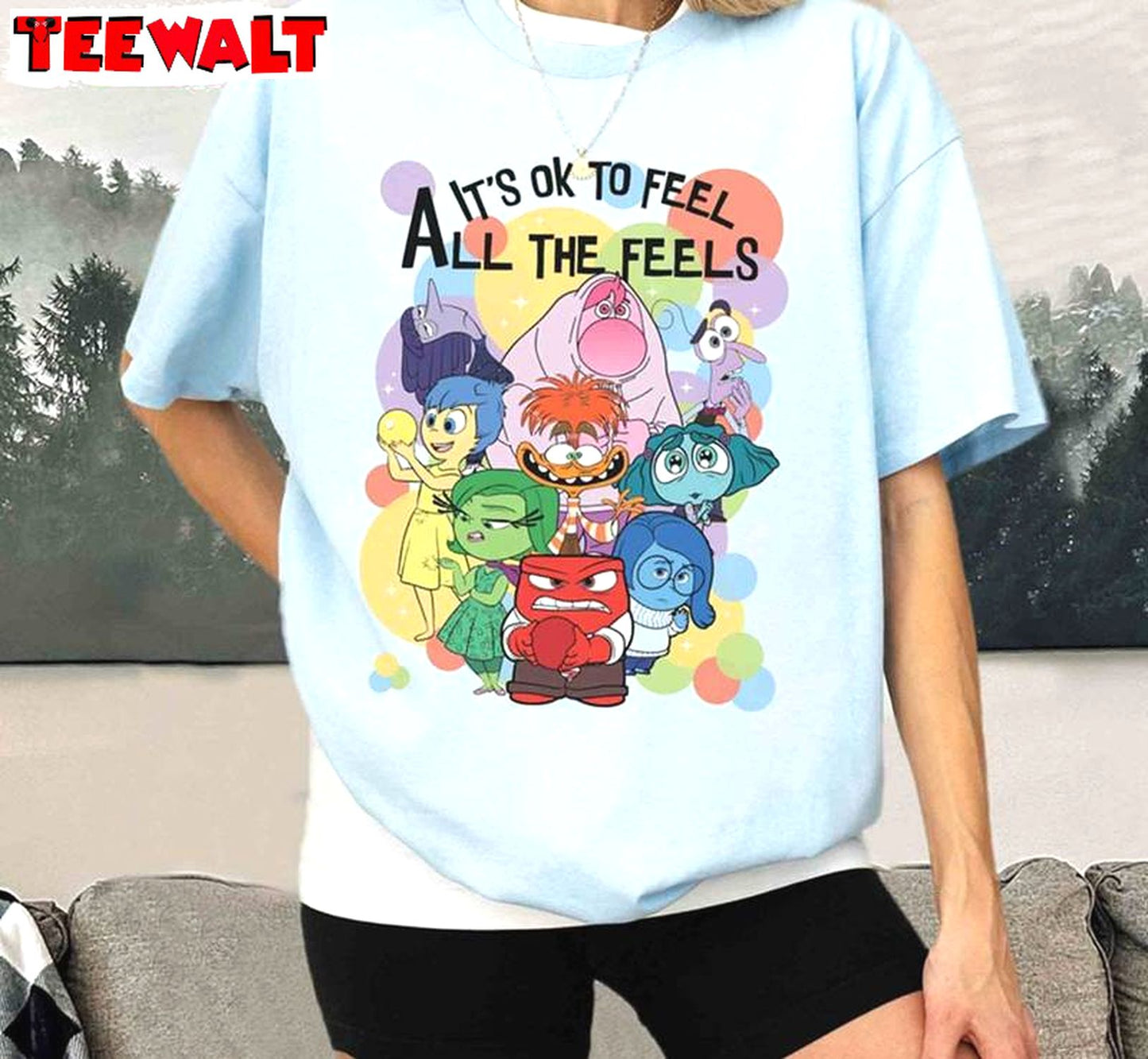 Disney Inside Out Unisex T Shirt , New Rare It's Okay To Feel All The Feels