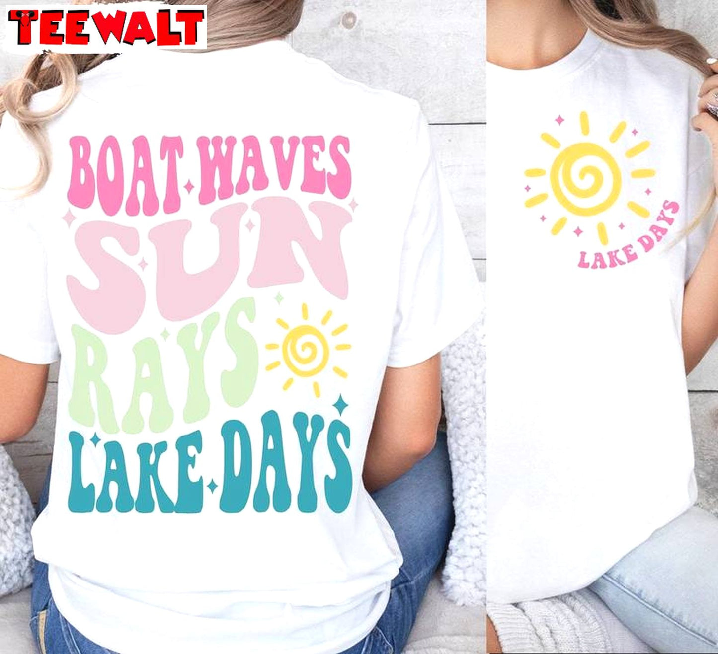 Lake Days Cool Design Short Sleeve , Must Have Boat Waves Sun Rays Lake Days Shirt Tank Top