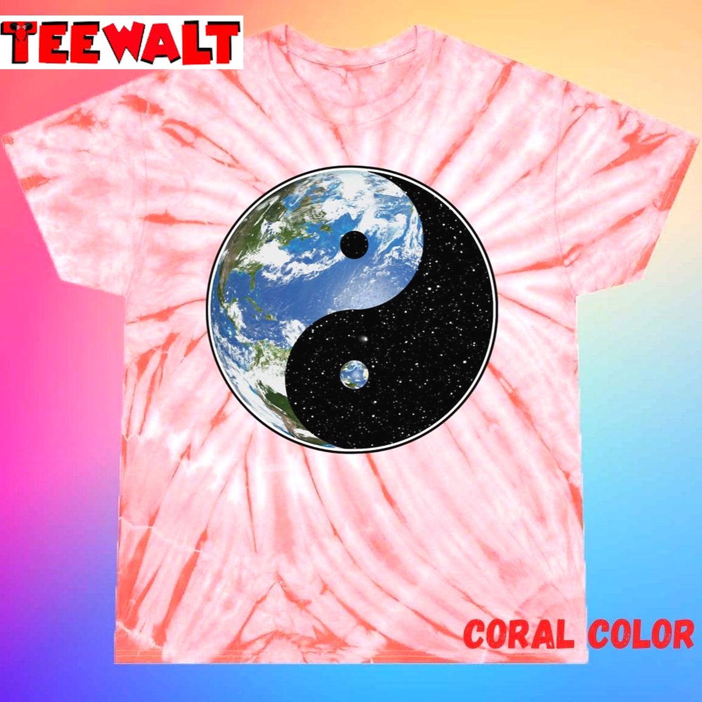 Earth And Space Yin Yang Symbol Unisex Tie Dye Tee