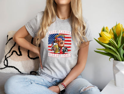 Patriotic Trump MAGA Shirt With Flag Design