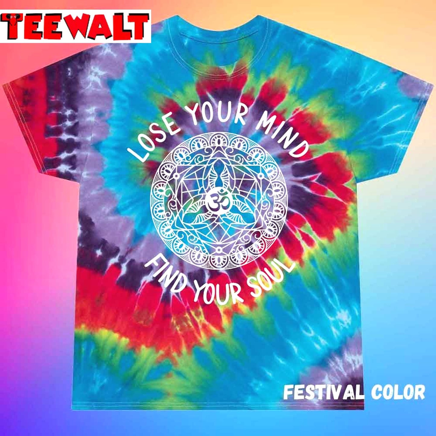 Lose Your Mind Find Your Soul Sacred Geometry Yoga Unisex Tie Dye Tee