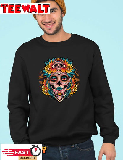 Catrina Sugar Skull Dia De Los Muertos T-Shirt