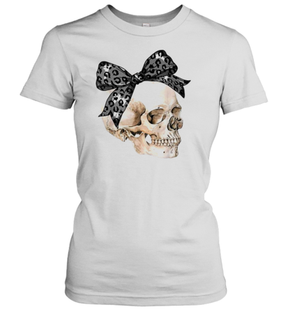 Coquette Bow Spooky Season Skeleton Skull Horror Halloween T-Shirt