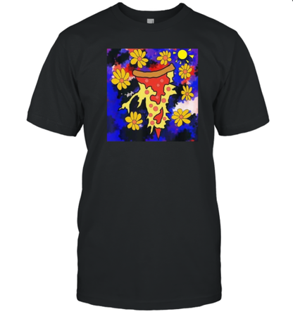 Drawing Painting Messy Cheese Pizza With Flowers T-Shirt