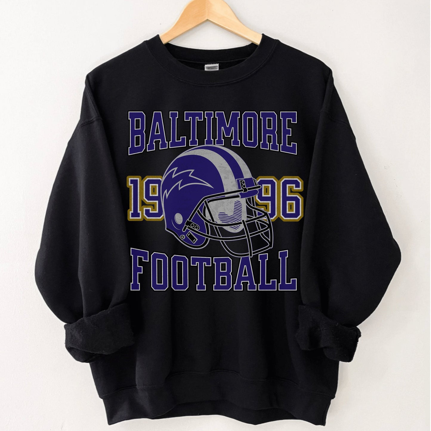 Baltimore Football Sweatshirt - Vintage Raven Crewneck Retro Football Shirt