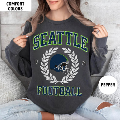 Seattle Football Sweatshirt, Vintage Seahawks Crewneck, Retro T-Shirt