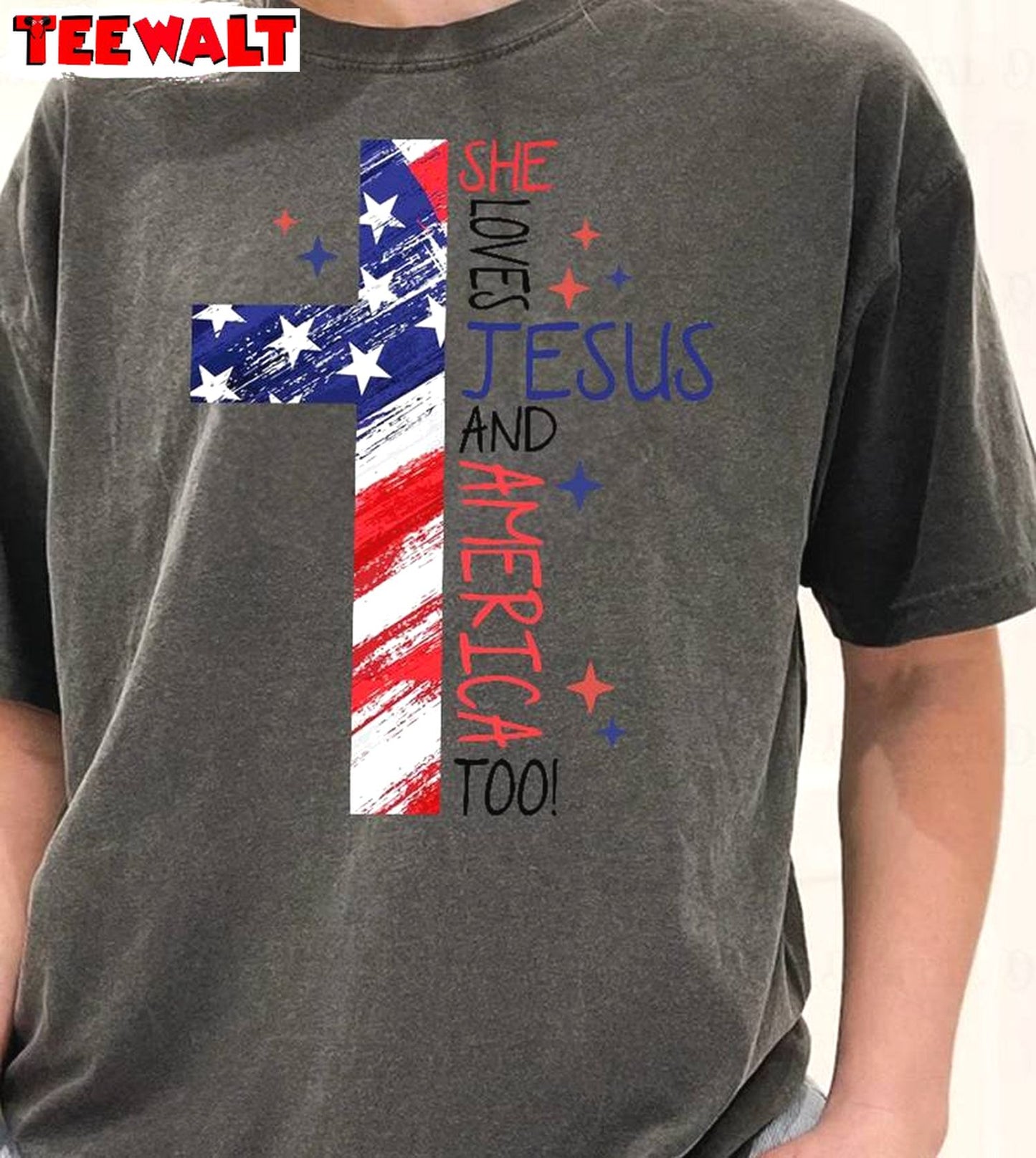 Cool Design Christian Unisex Hoodie, Must Have She Loves Jesus And America Too