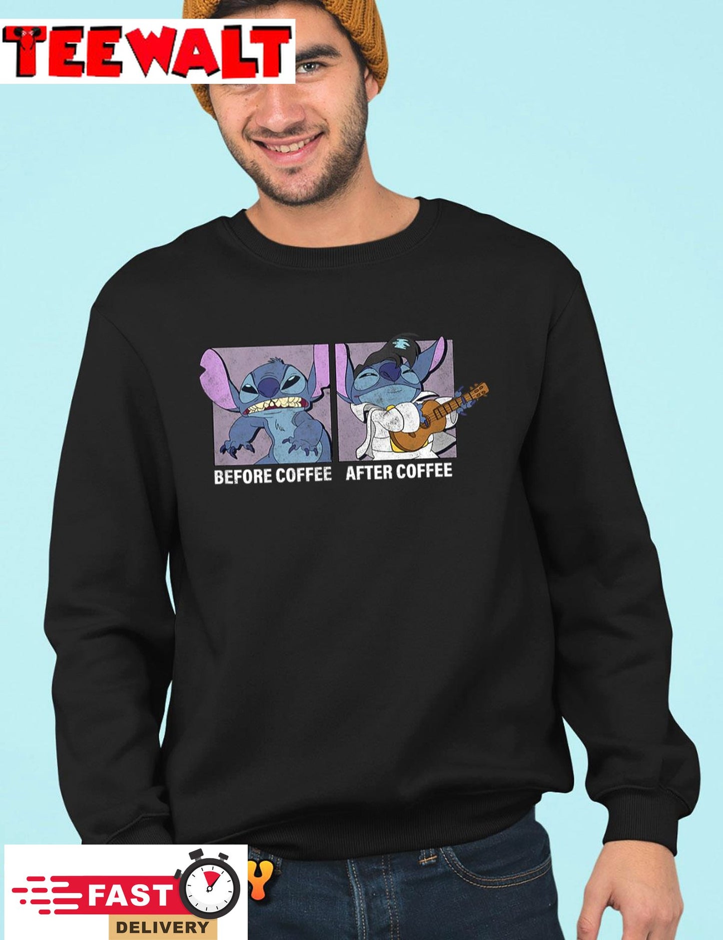 Disney Lilo &amp Stitch Before Coffee After Coffee Sweatshirt