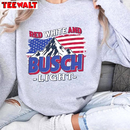 Funny Busch Light Short Sleeve , New Rare Red White And Busch Light Shirt Sweater