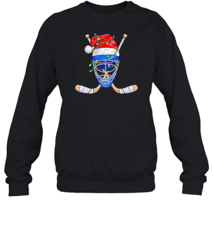 Ice Hockey Mask With Santa Hat Christmas T-Shirt