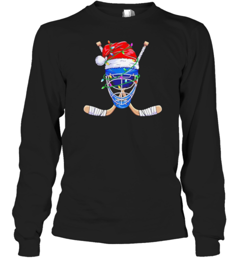 Ice Hockey Mask With Santa Hat Christmas T-Shirt