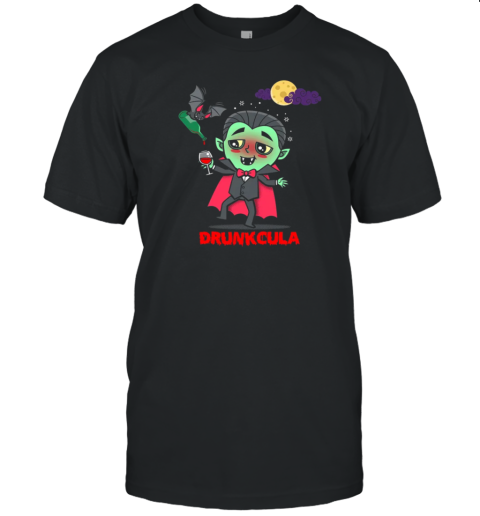 Drunkcula Funny Cute Drunk Dracula Vampire Halloween Cartoon by Boggs Nicolas T-Shirt