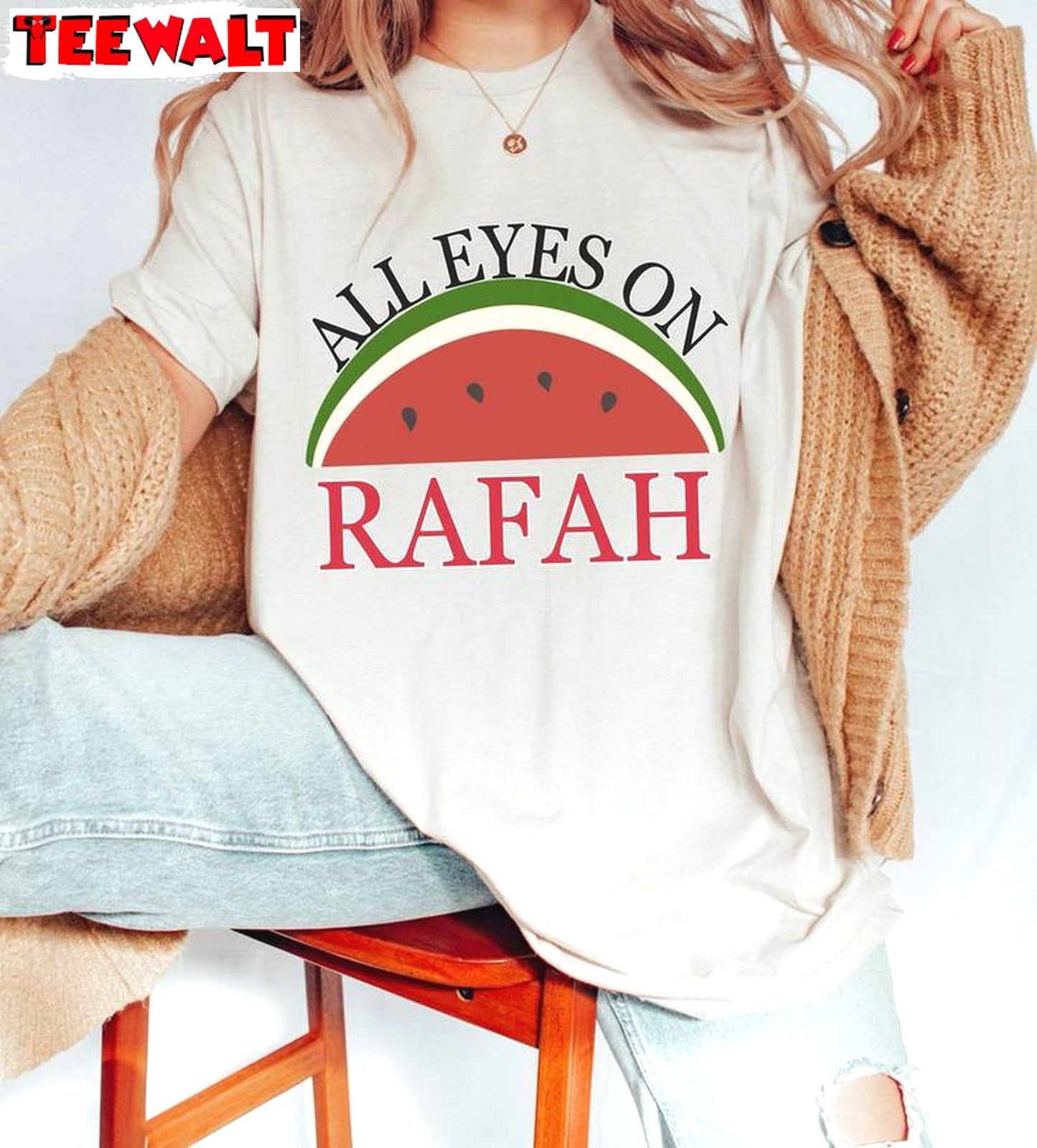 Limited Watermelon Sweatshirt , Cool Design All Eyes On Rafah Shirt Long Sleeve