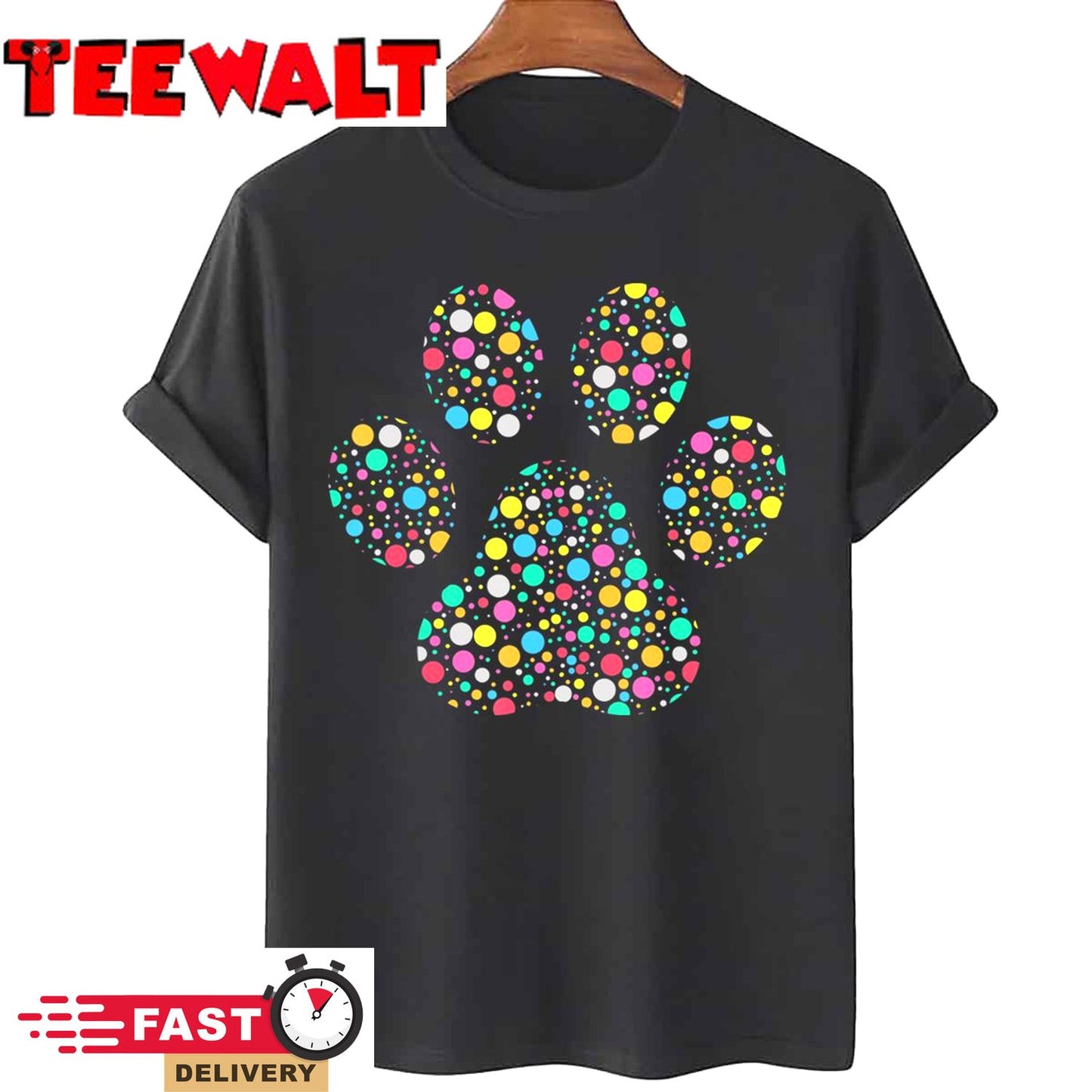 Colourful Polka Dot Dog Paw International Dot Day 2022 T-Shirt