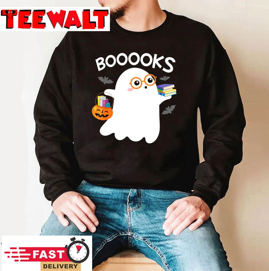 Halloween Booooks Cute Ghost Reading Library Books Halloween T-Shirt